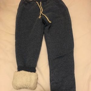 Faux fur fuzzy sherpa lined sweatpants